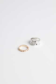 Ring Silver & Gold With Stone 2-Piece
